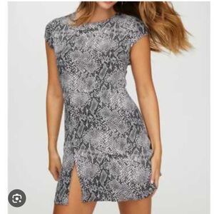 Babaton Grey Snakeskin Hamptons Mini Dress